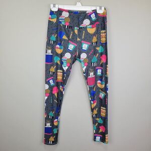 P&S Design Happy Birthday Cake And Ice Cream Polyester Spandex Ankle Leggings OS